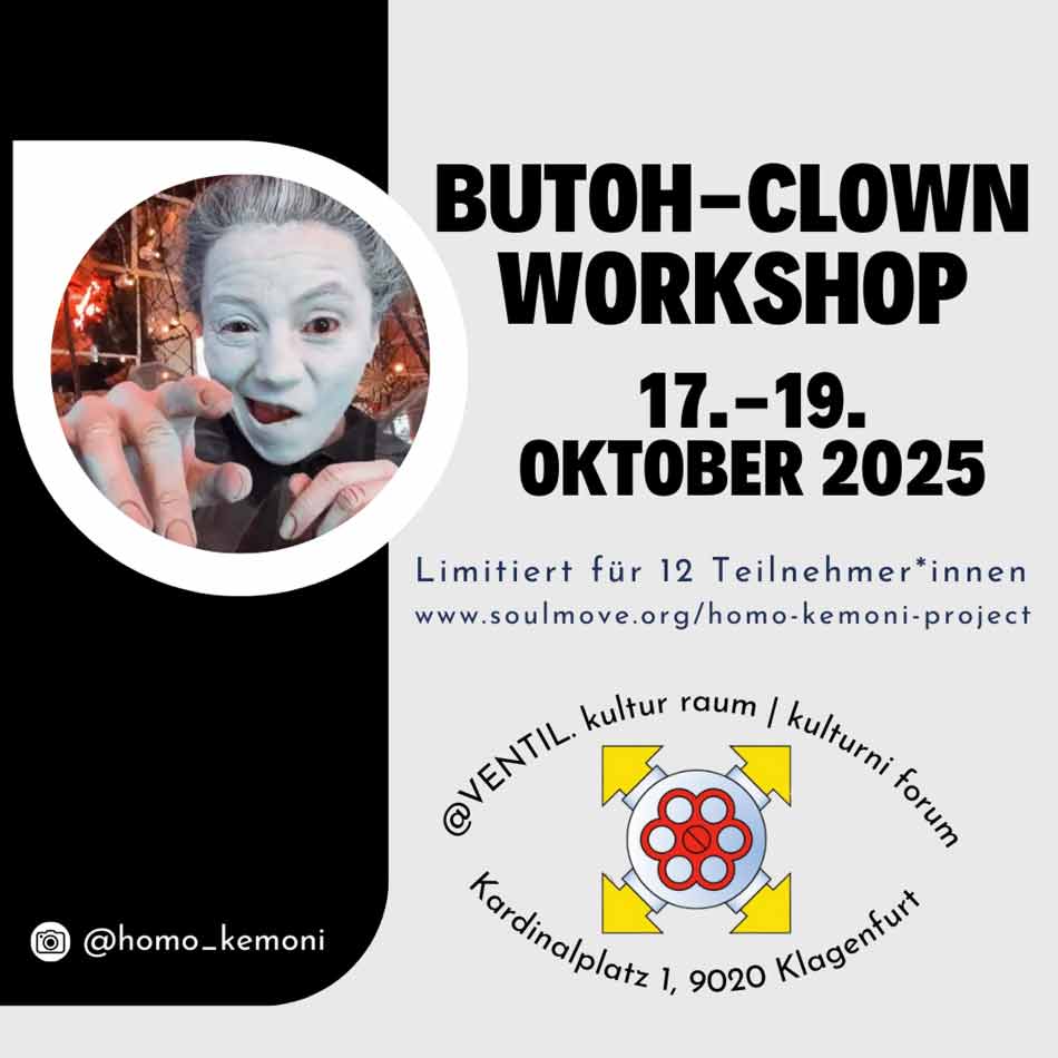Workshop Butoh Clown – Leitung: Miriam Strasser – Grafik: Miriam Strasser