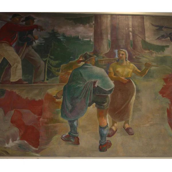 photo of the wall frescoes in Villach main station