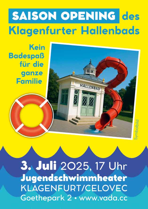 Eröffnung des Klagenfurter Hallenbads – Kunstaktion von VADA
