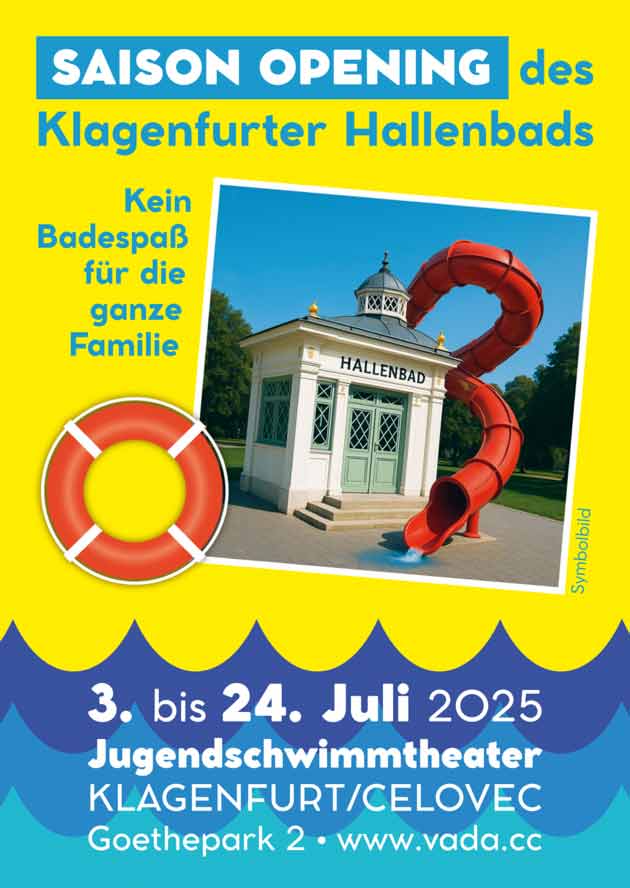 Hallenbaderöffnung – Aktion von VADA & Kamran Gharabaghi im Jugendstiltheater Klagenfurt/Celovec