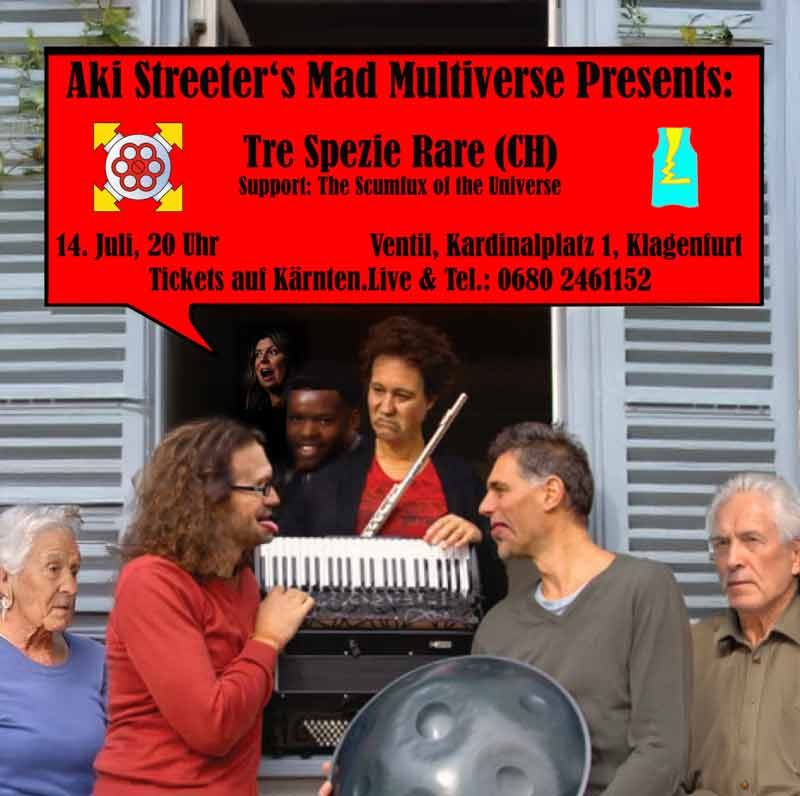 upcoming concert TRE SPEZIE RARE at VENTIL Klagenfurt/Celovec
